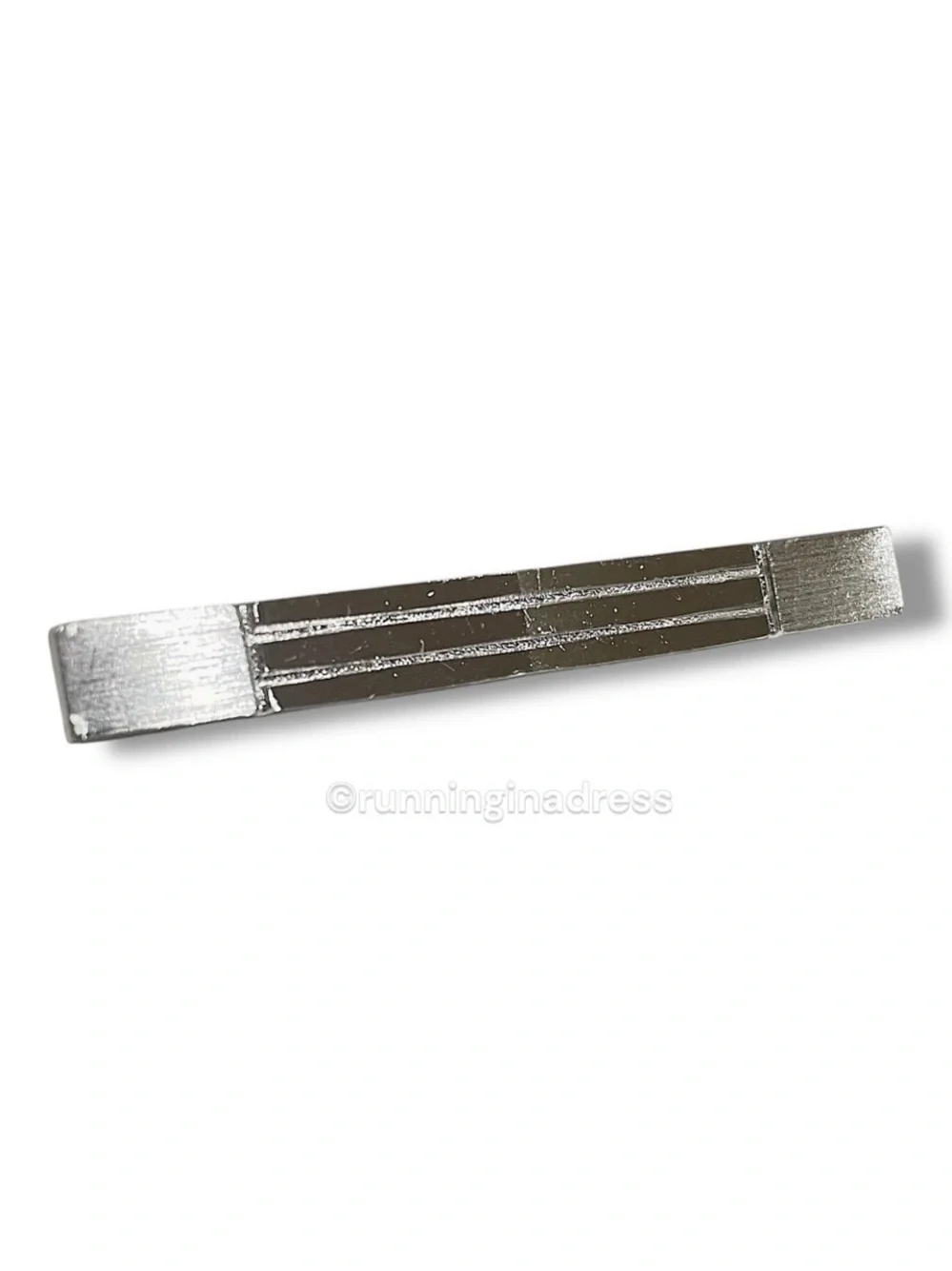 Vintage Nina Ricci Paris Silver Tie Clip 1980s Men's Geometric Tie Bar Clasp